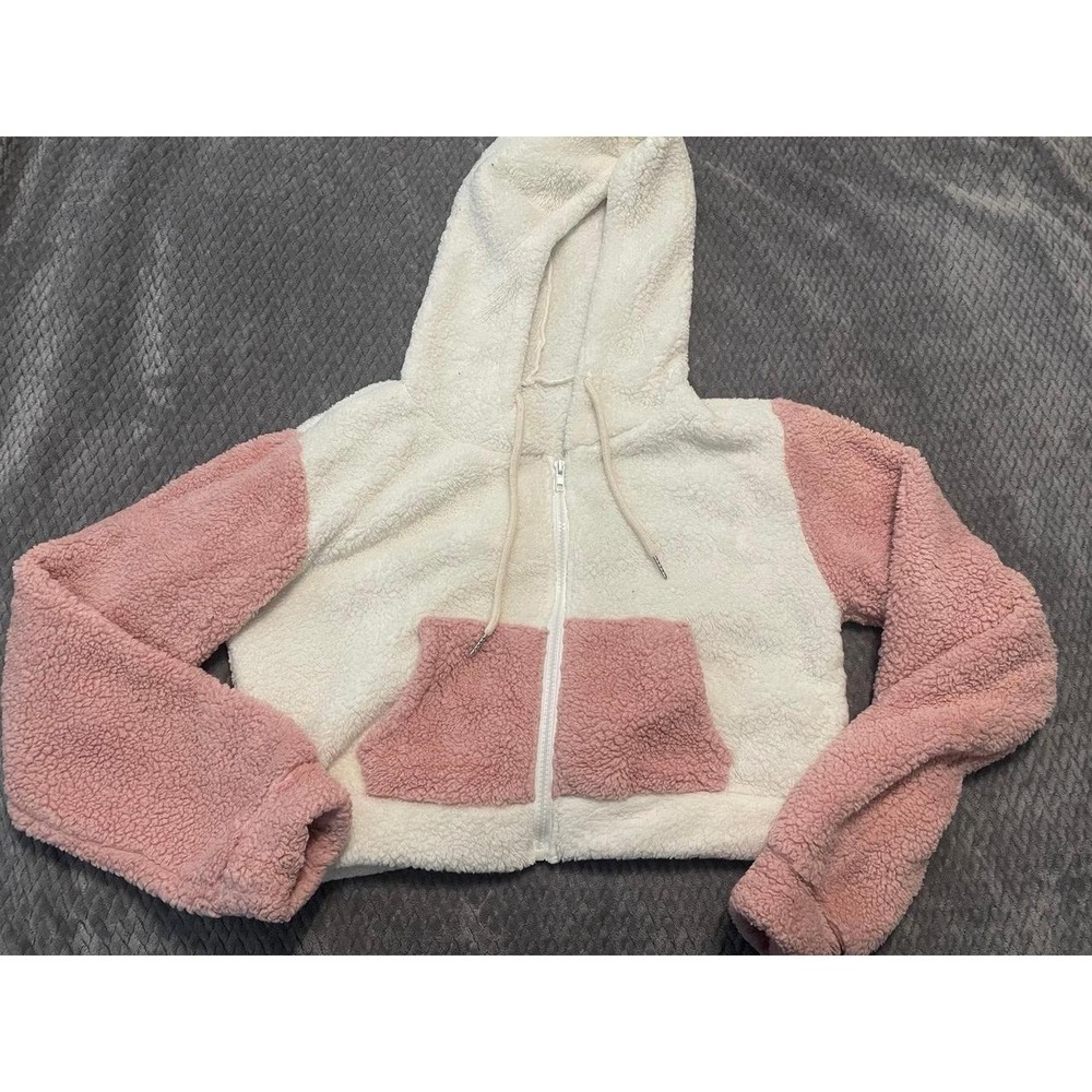 Women's Cropped Zip Up Sherpa Jacket by Romwe- size M (6)